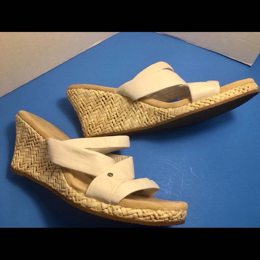 Rockport for Adidas White Leather Slide Sandals